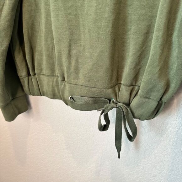 Magaschoni Green Stretchy Jersey Knit Crew Neck Tie Waist Sweatshirt - Size S - Picture 2 of 6